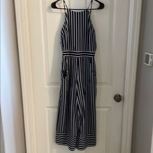 Moa Moa Junior size medium navy and white striped one piece jumpsuit